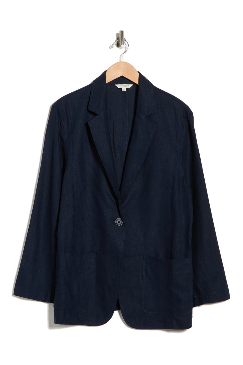 One Button Blazer, Alternate, color, NAVY