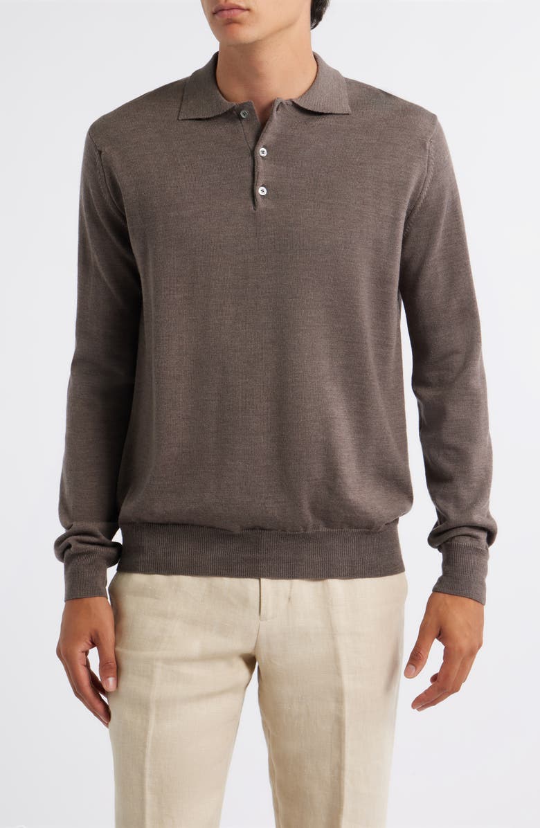 Aurélien Long Sleeve Cashwool<sup>®</sup> Polo Sweater, Main, color, Ash Grey