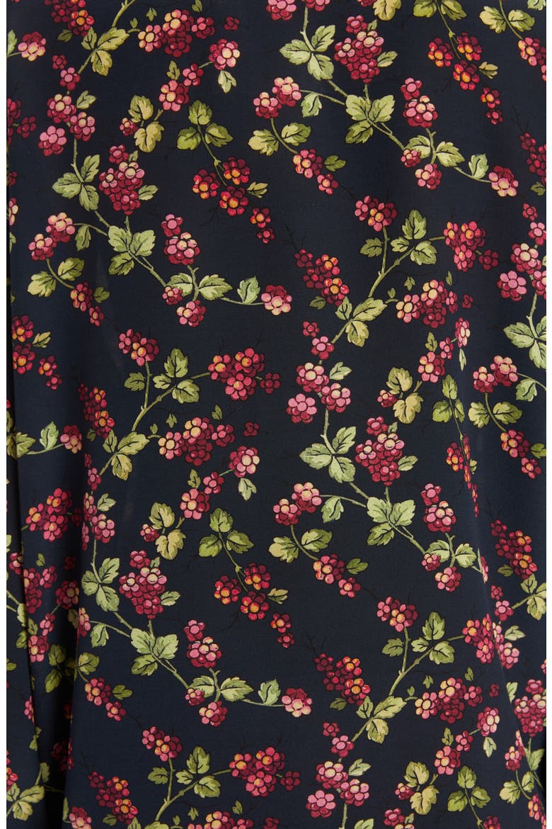 Berry Print Long Sleeve Silk Button-Up Tunic, Alternate, color, 0200 - BLU