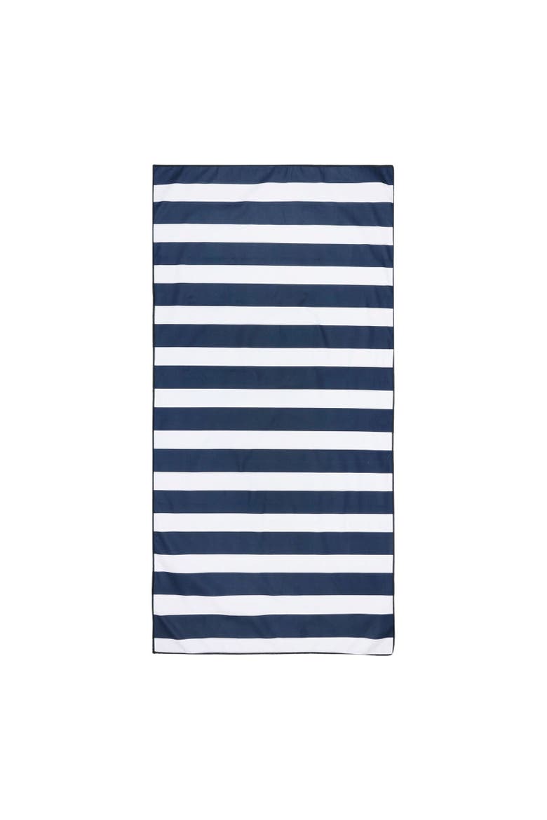 Striped Microfiber Beach Towel, Main, color, White and Navy