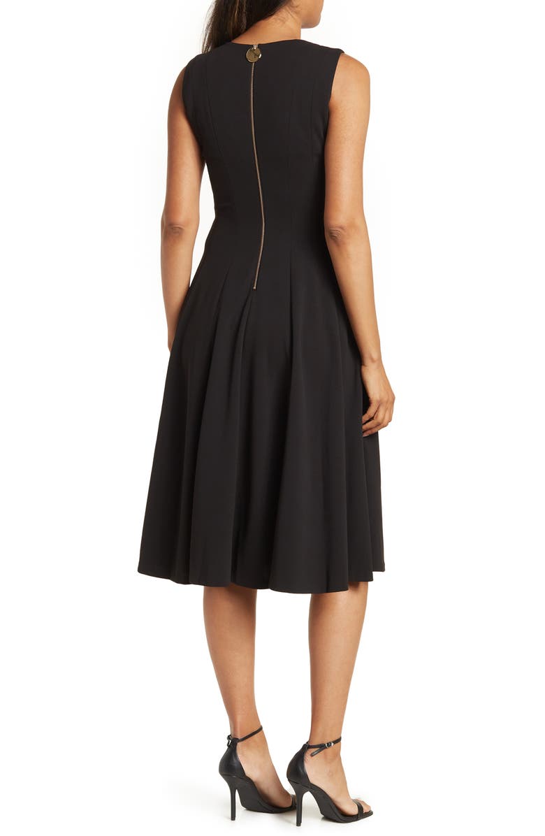 Calvin Klein V-Neck Sleeveless Fit & Flare Midi Dress, Alternate, color,
