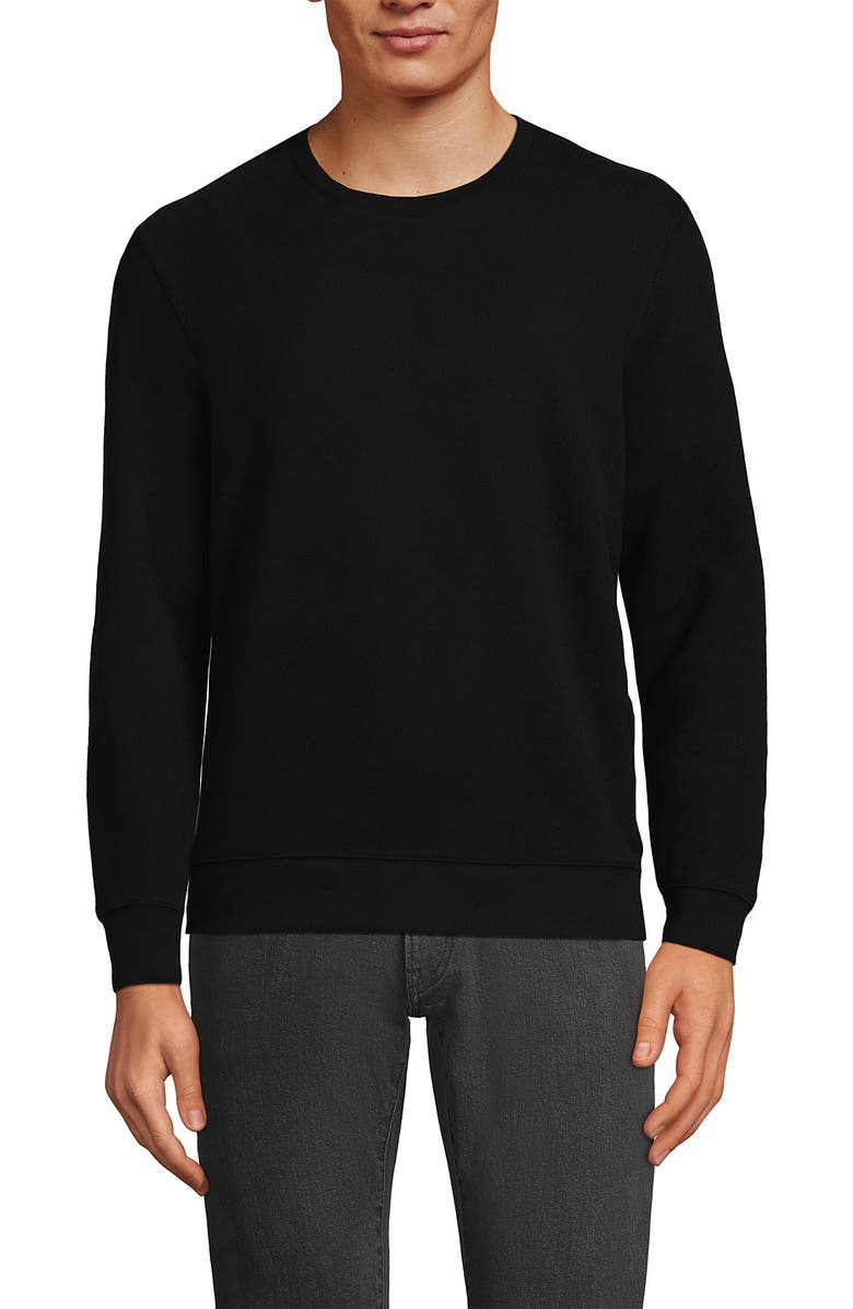 Lands' End Long Sleeve Serious Sweats Crewneck Sweatshirt, Alternate, color, Black