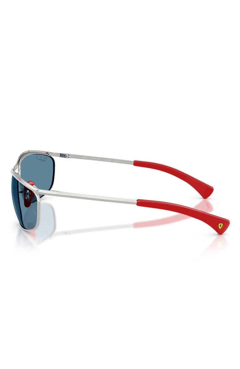 Ray-Ban x Ferrari 62mm Polarized Oversize Oval Sunglasses, Alternate, color, Silver / Polar Blue