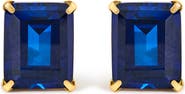 Haus of Brilliance 18K Yellow Gold 10x8 MM Lab Created Blue Sapphire Emerald Cut Solitaire Stud Earrings