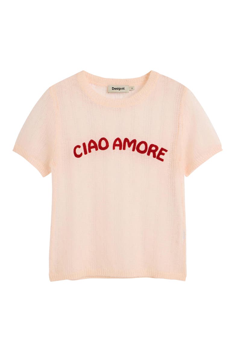 Ciao Amore Open Stitch T-Shirt, Alternate, color, MEDIUM BEIGE