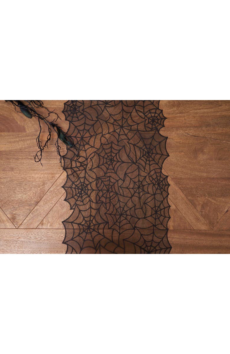 C&F Home Spider Webb Halloween Reversible Translucent Decorative Table Runner 12" x 68", Alternate, color, Black