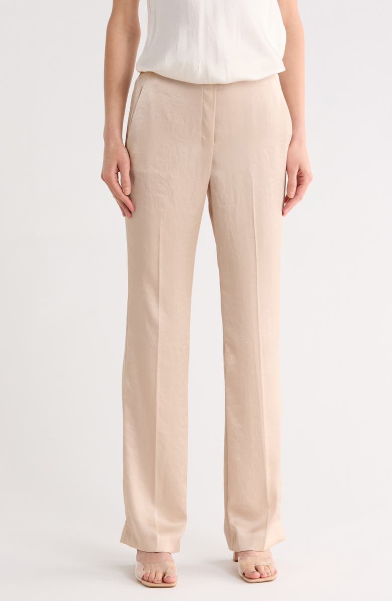 Theory Slim Fit Crushed Satin Pants, Main, color, Soft Gold
