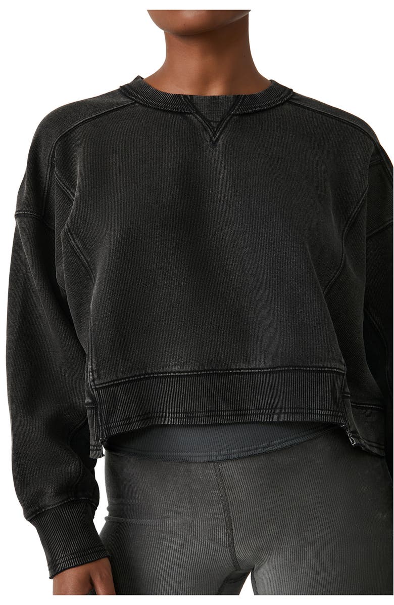 Free People FP Movement Intercept Cotton Blend Sweatshirt, Alternate, color, Black