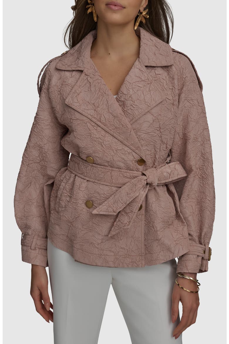 Textured Double Breasted Trench Jacket, Alternate, color, APRICOT HAZE