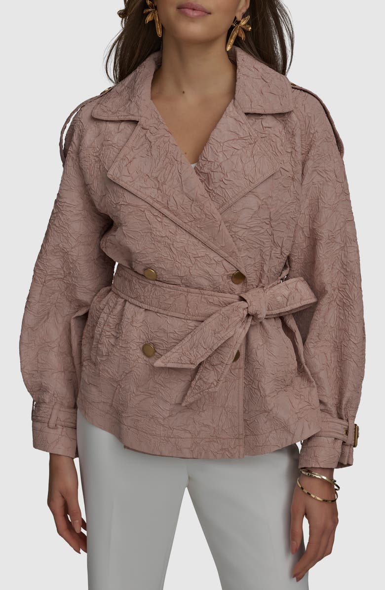 Donna Karan New York Textured Double Breasted Trench Jacket, Alternate, color, 