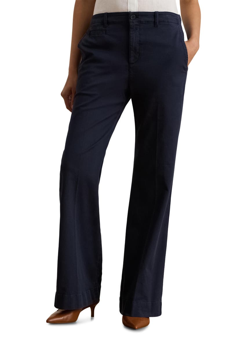 Kendis Stretch Cotton Flare Leg Pants, Main, color, LAUREN NAVY