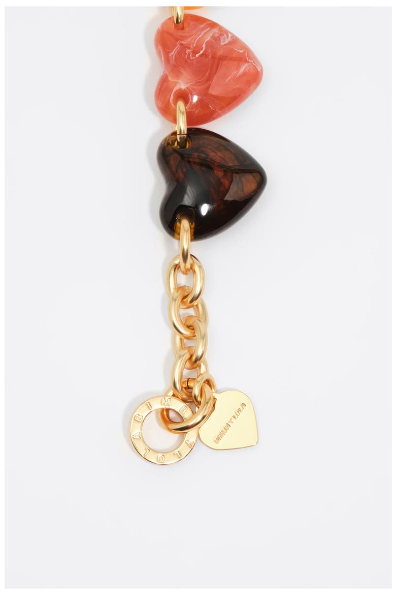 Resin Hearts Necklace, Alternate, color, BROWN
