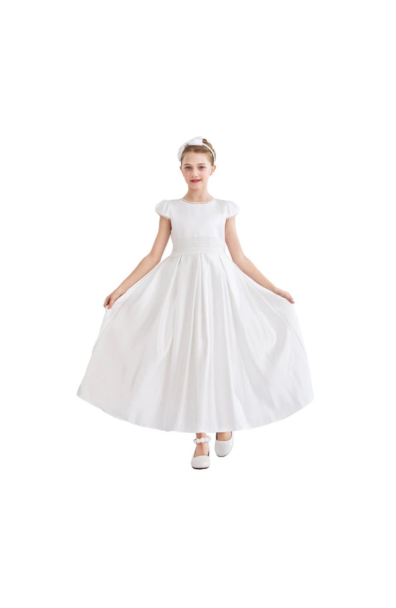 Tulleen Dalmira Puff Sleeve Formal Dress, Main, color, White