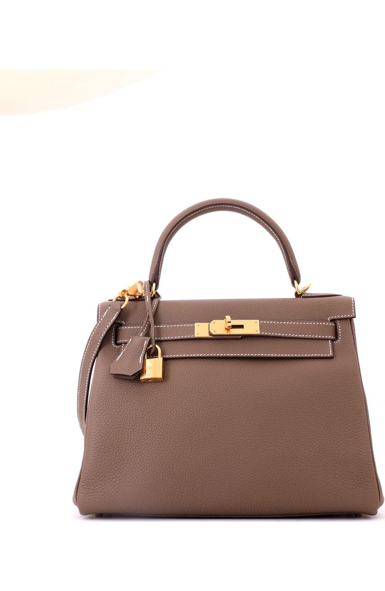 Pre-Owned Hermes Kelly Handbag Grey Togo with Gold Hardware 28, Main, color, Etoupe