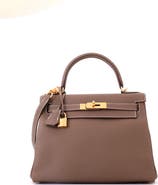 Pre-Owned Hermes Kelly Handbag Grey Togo with Gold Hardware 28
