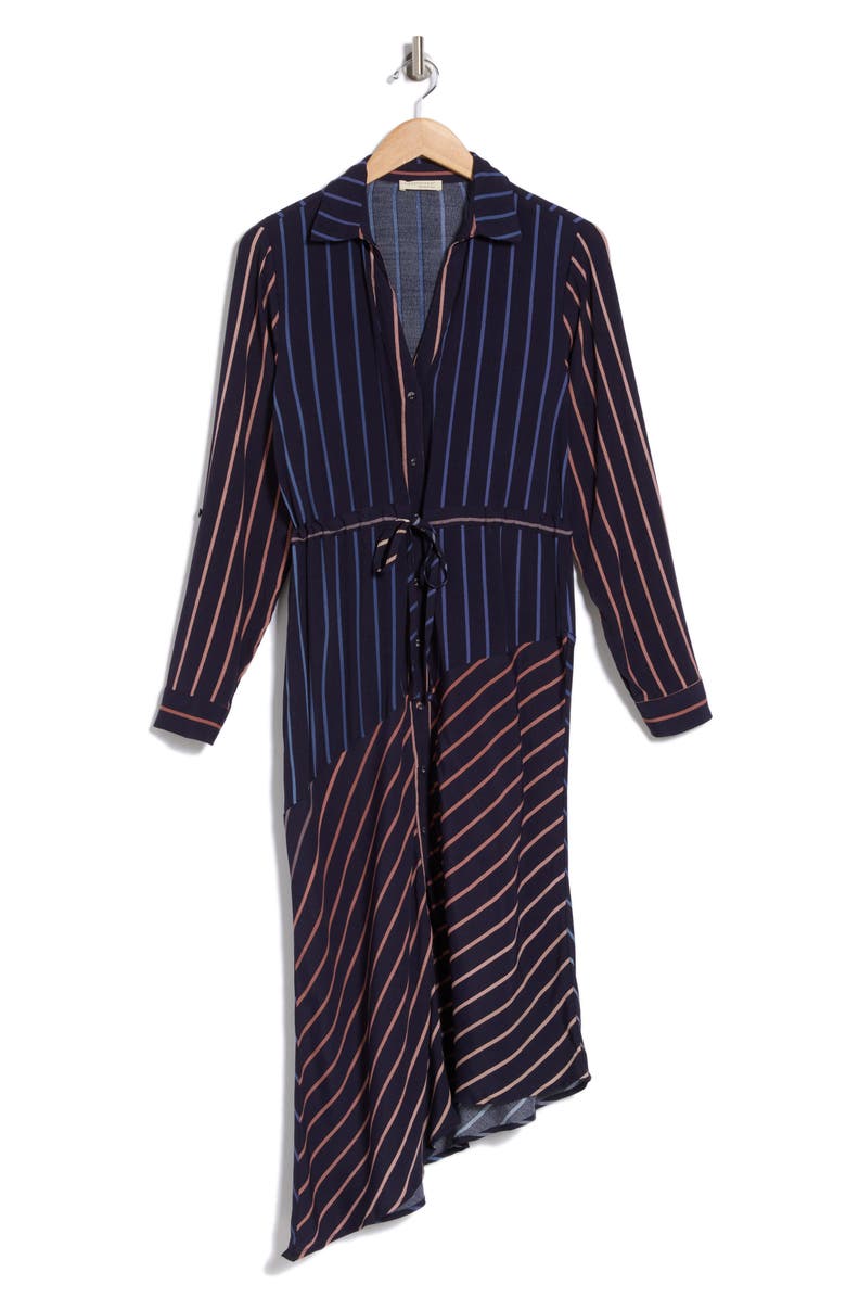 Lovestitch Asymmetric Hem Shirt Dress, Alternate, color, Navy/ Blue
