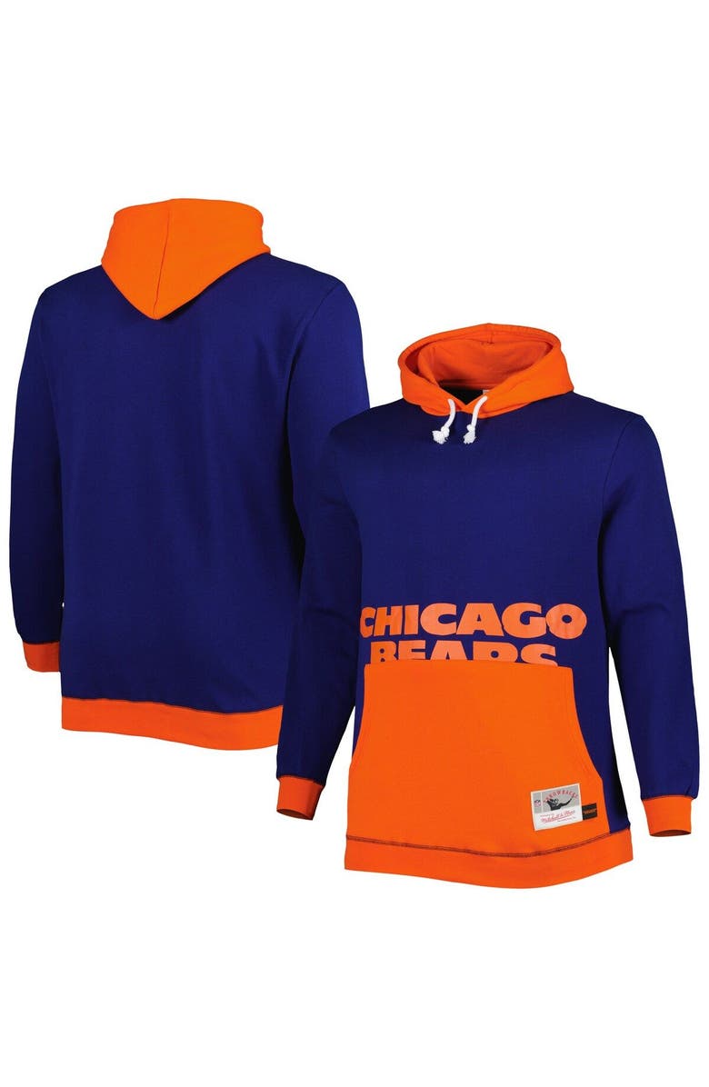 Mitchell & Ness Men's Mitchell & Ness Navy/Orange Chicago Bears Big & Tall Big Face Pullover Hoodie, Main, color, Navy