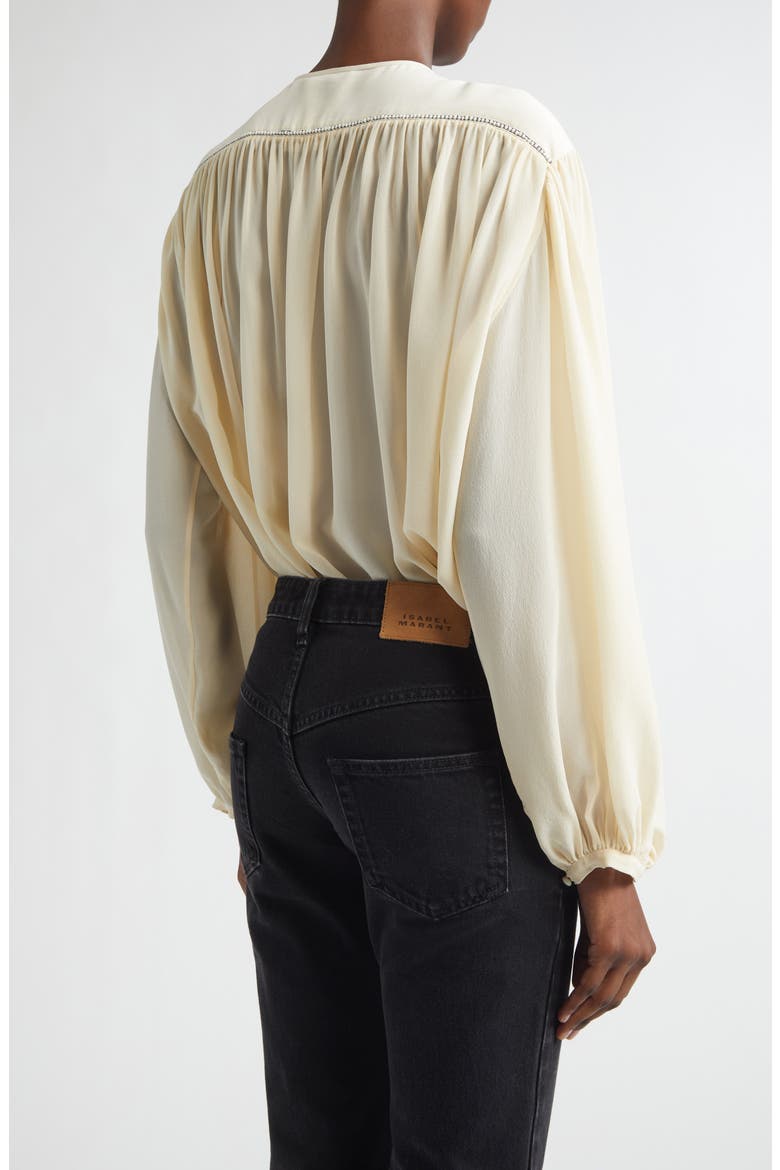 Nuna Beaded Silk Georgette Top, Alternate, color, ECRU