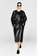 COS Paneled Leather Long Coat