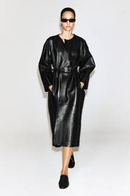 COS Paneled Leather Long Coat