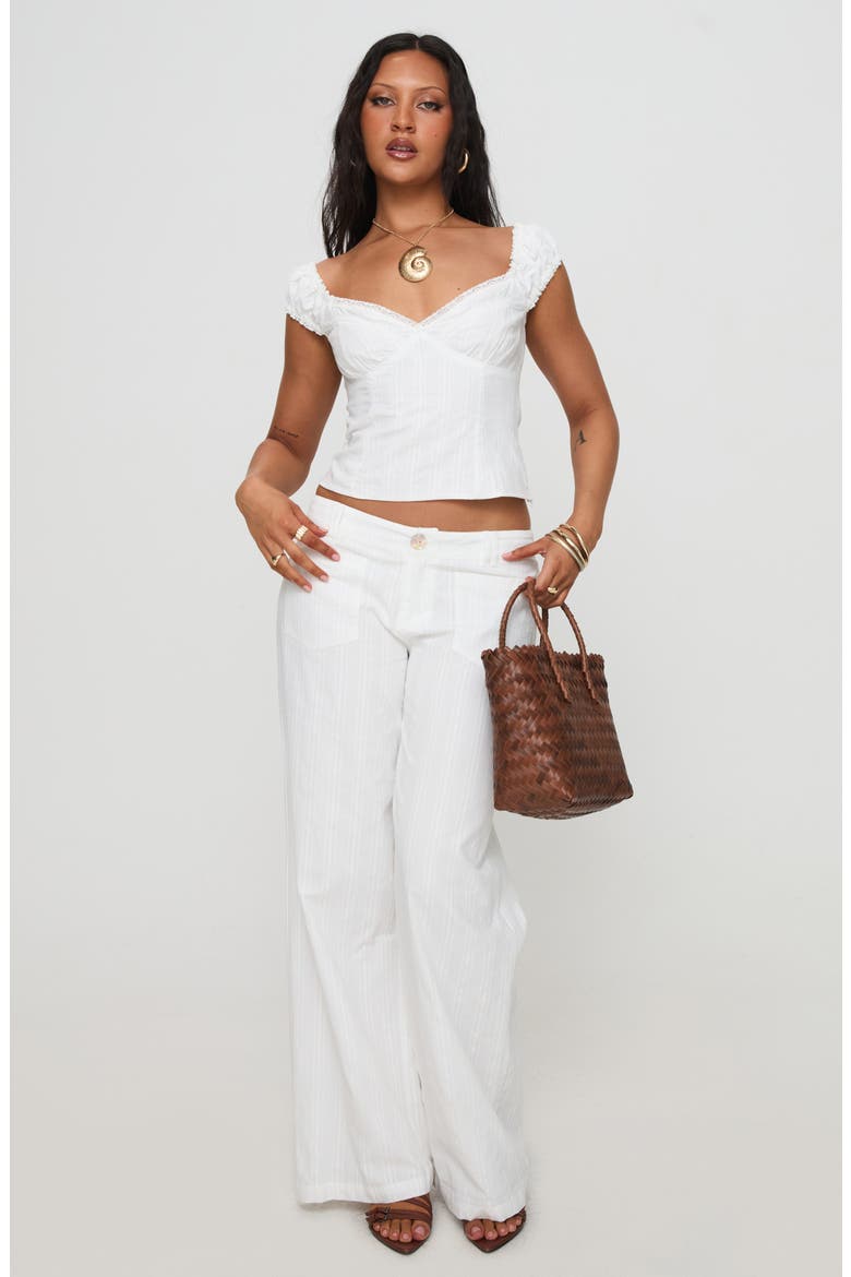 Fyrie Lace Trim Recycled Cotton Crop Top, Alternate, color, WHITE