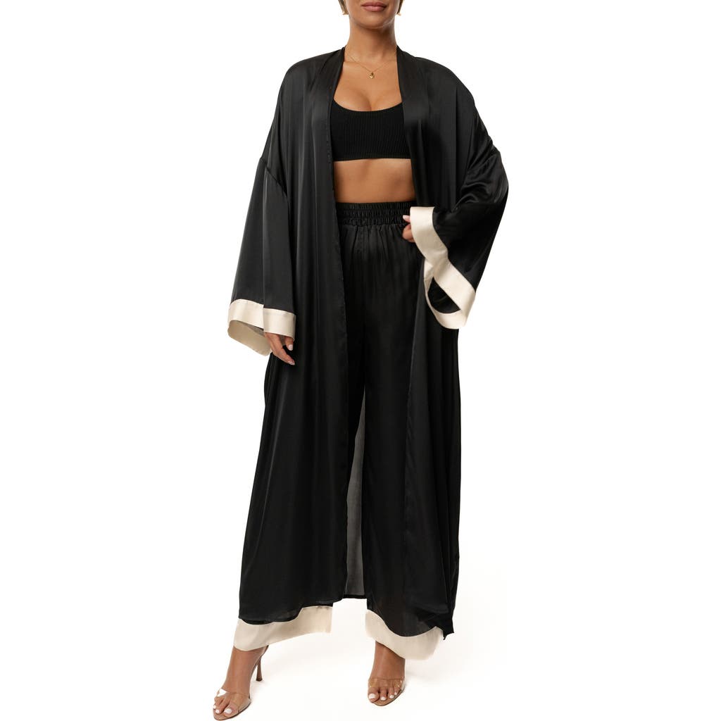Jluxlabel Nola Satin Maxi Duster In Black