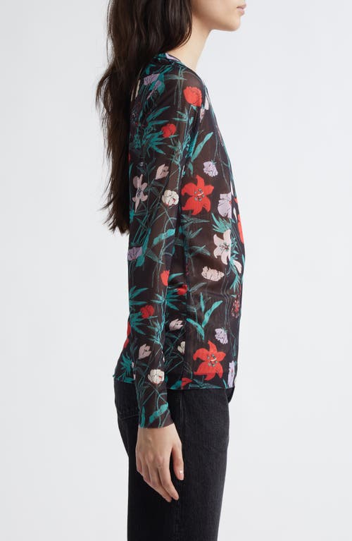 Marimekko Varitys Perenna Floral Jersey Top In Black