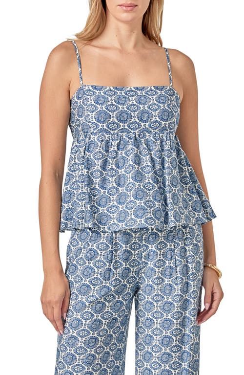 English Factory Allover Print Babydoll Top in Navy/White  product