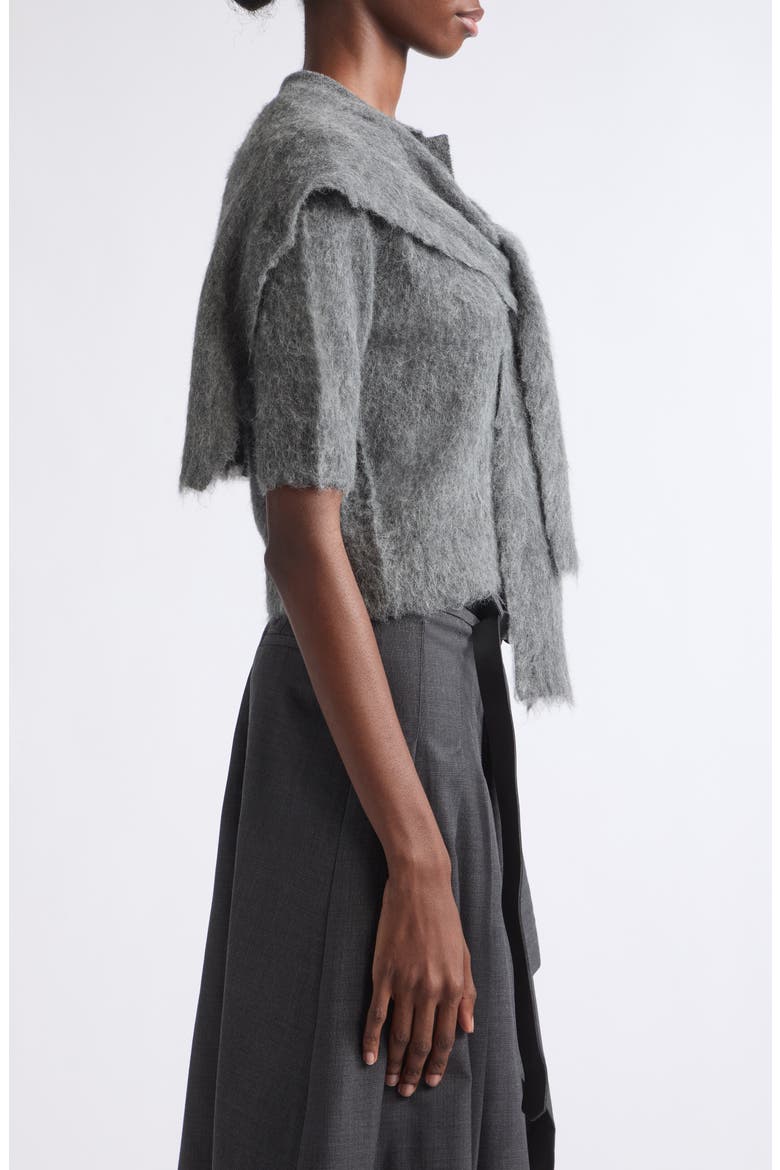 Scarf Detail Cropped Polo Sweater, Alternate, color, DARK CHARCOAL
