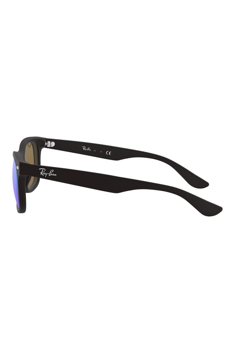 Junior 50mm Wayfarer Mirrored Sunglasses, Alternate, color, BLACK/ BLUE MIRROR