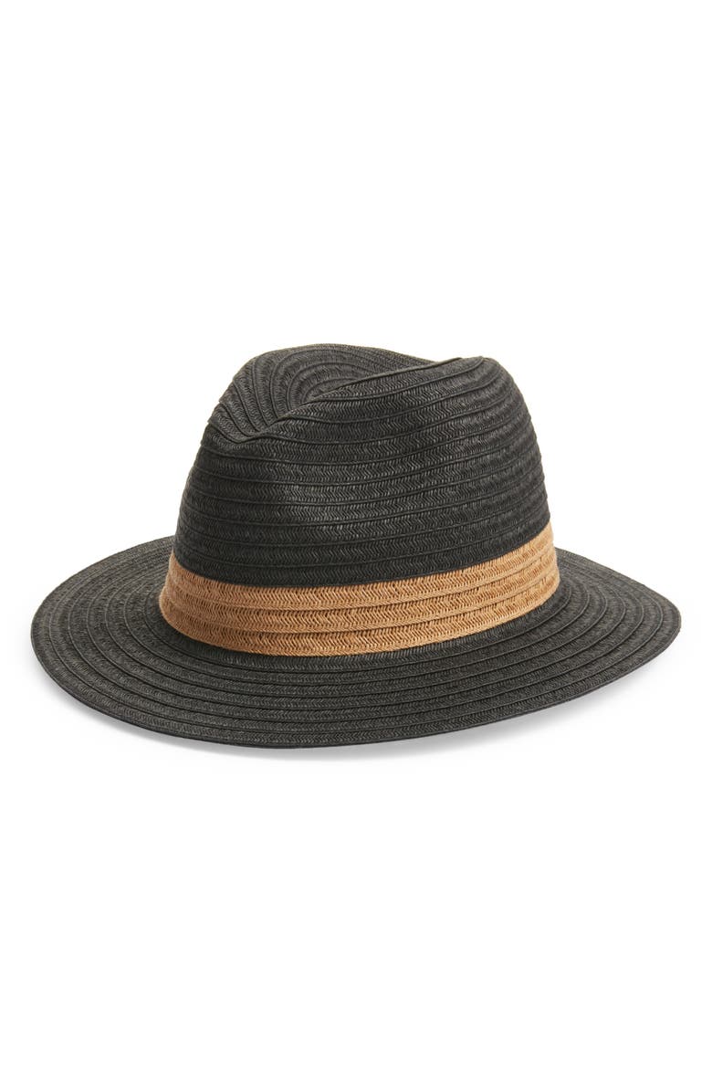 Nordstrom Packable Colorblock Braided Paper Straw Panama Hat, Main, color, 