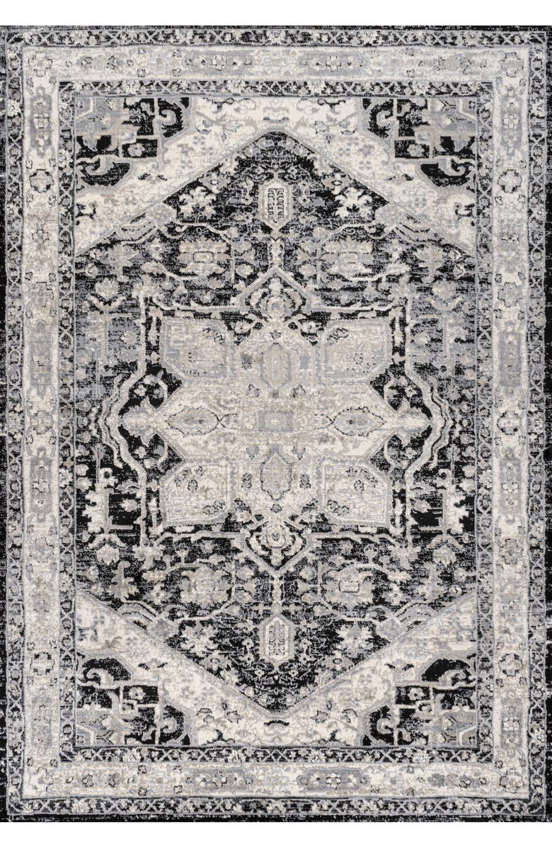 JONATHAN Y Modern Persian Vintage Medallion Area Rug, Alternate, color, Black/Ivory