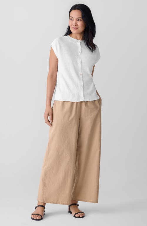 Eileen Fisher Linen Ankle Pleated Lantern Pant In Cocoa In White
