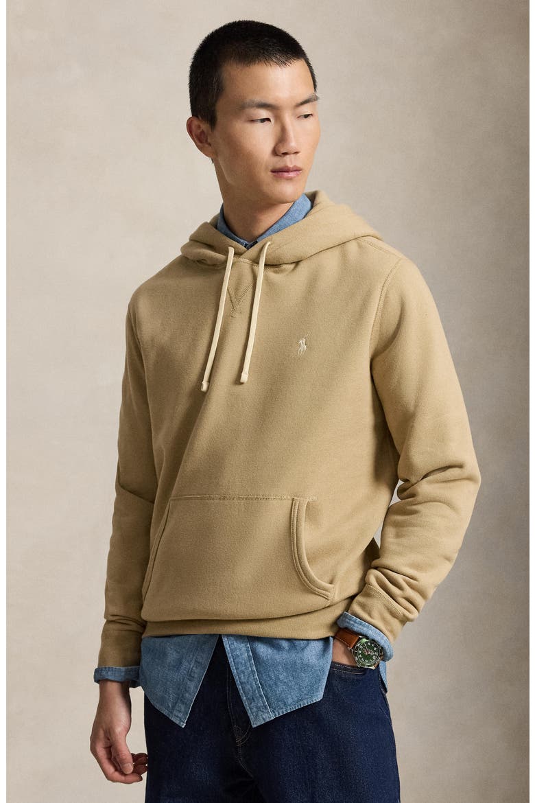 Pony Logo Fleece Hoodie, Alternate, color, KHAKI