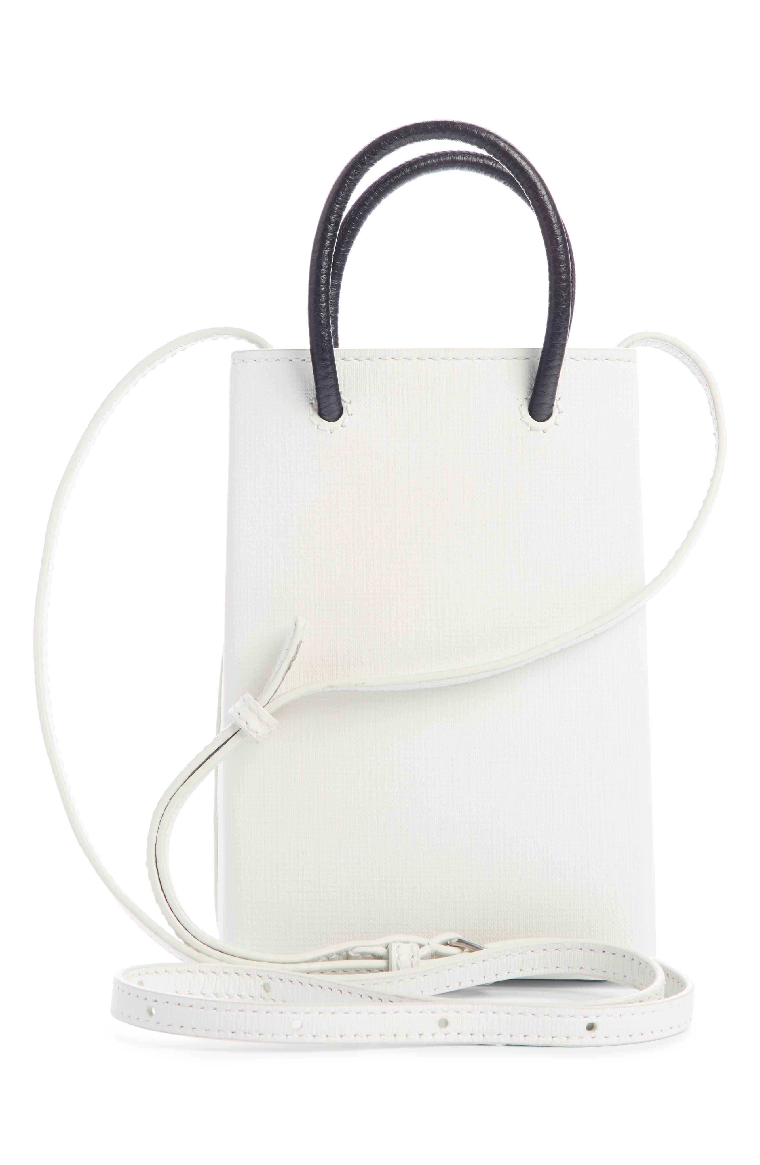 Shopping Leather Crossbody Phone Bag, Alternate, color, WHITE