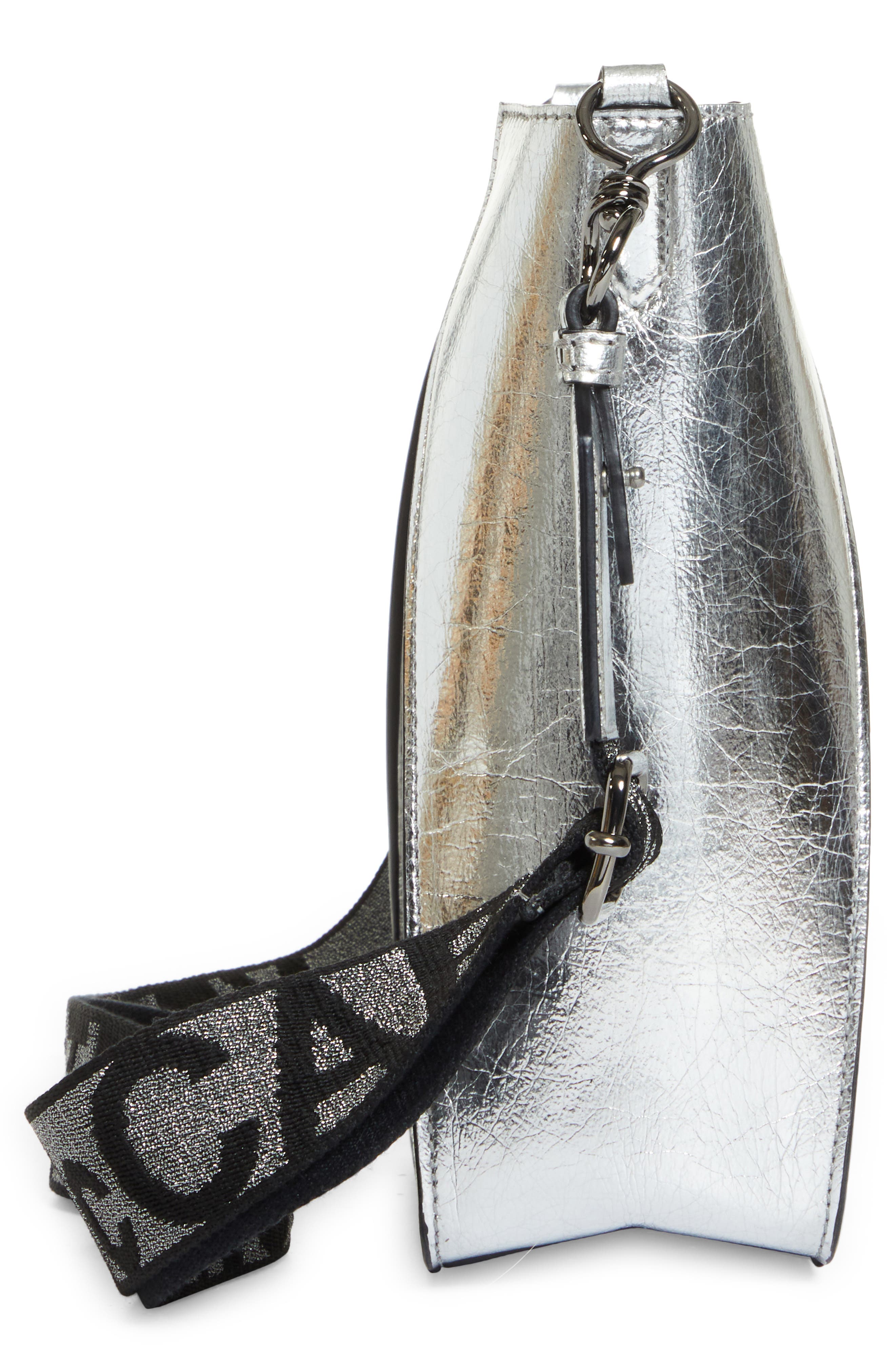 Stella McCartney Mini Perforated Logo Metallic Faux Leather Crossbody Bag, Alternate, color, 