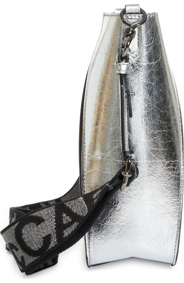Stella McCartney Mini Perforated Logo Metallic Faux Leather Crossbody Bag, Alternate, color,