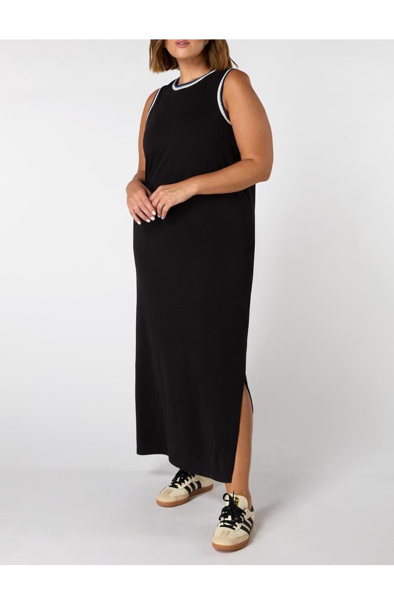 Live Unlimited Crochet Trim Dress, Alternate, color, Black