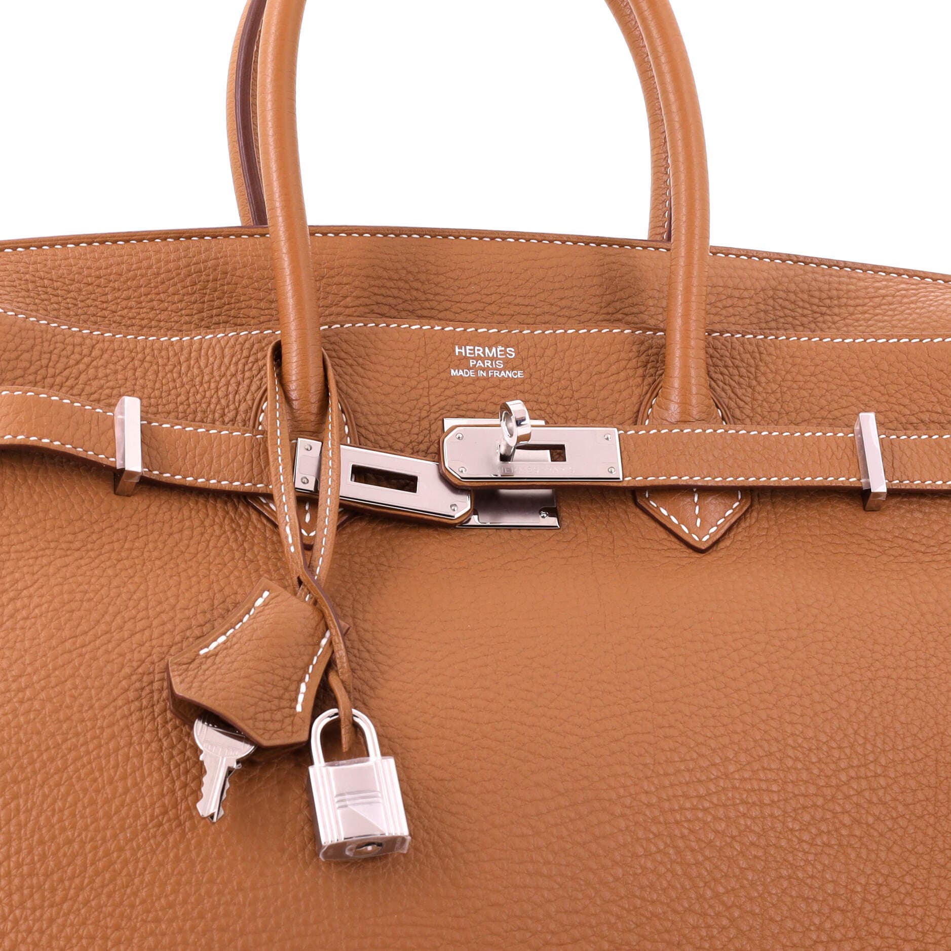 Birkin Handbag Brown Togo with Palladium Hardware 35, Alternate, color, Metallic Gold
