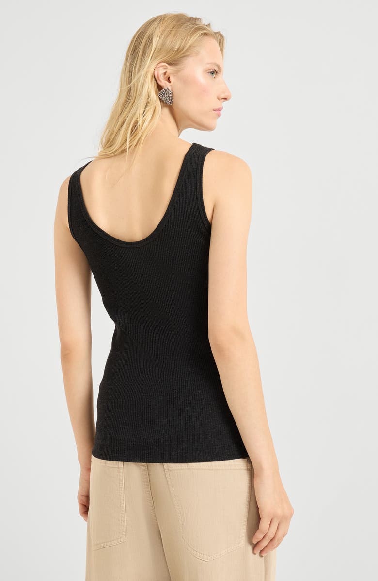 Brunello Cucinelli Ribbed jersey top, Alternate, color, Anthracite