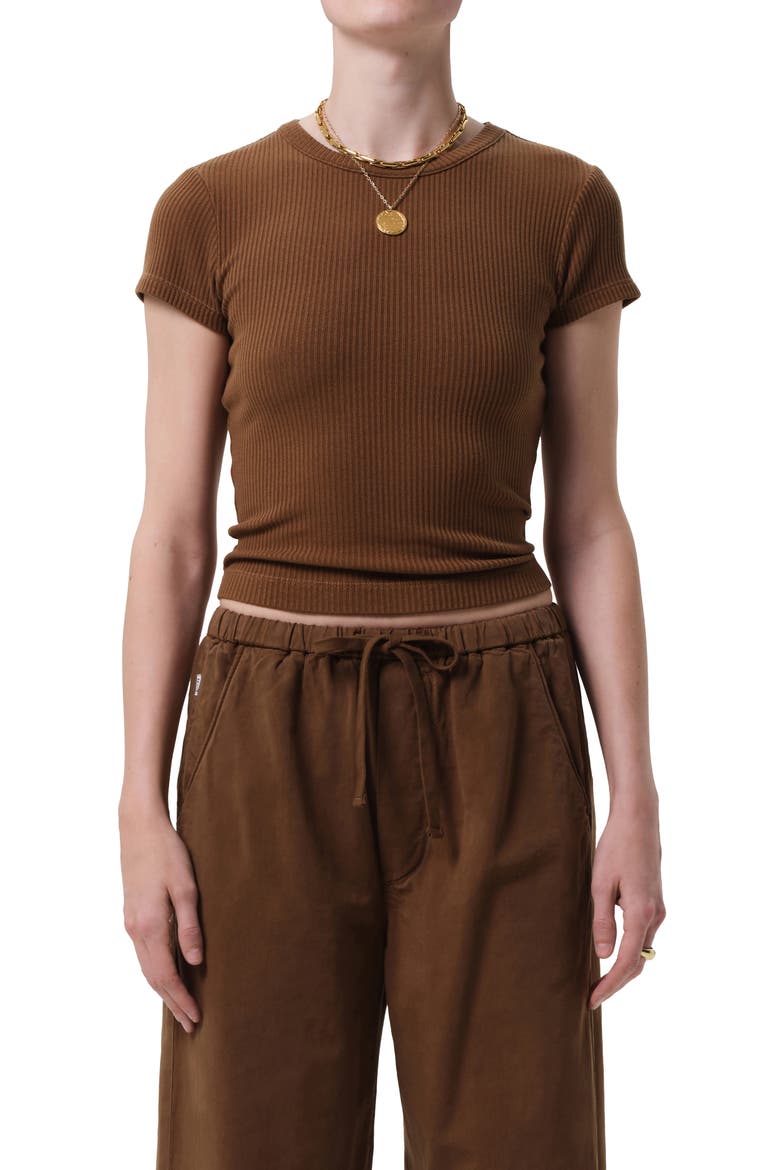 Nello Rib T-Shirt, Main, color, MANUKA BRONZE