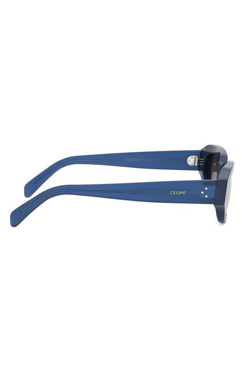 Celine Bold 3 Dots 54mm Geometric Sunglasses In Shiny Blue/smoke