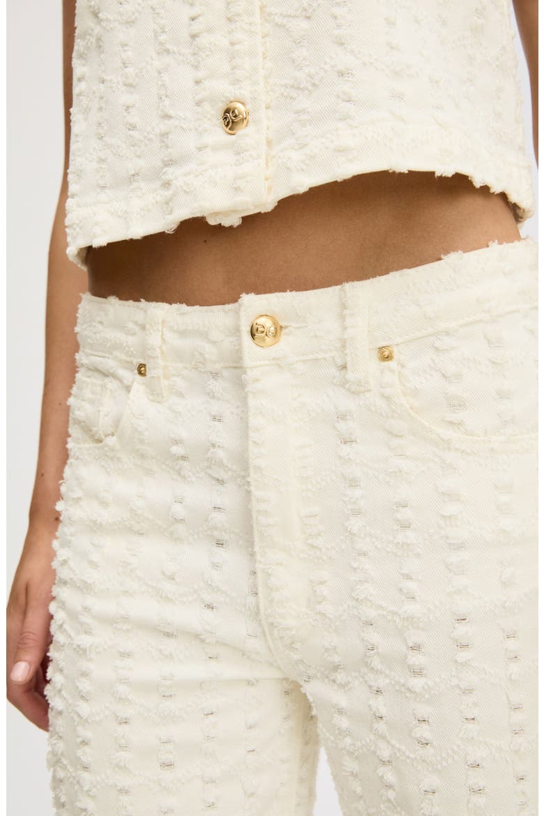 Laser Fray High Waist Cotton Pants, Alternate, color, ECRU