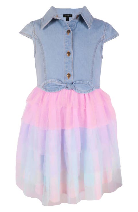 Kids' Birthday Girl Tiered Mesh Dress (Toddler & Little Kid)