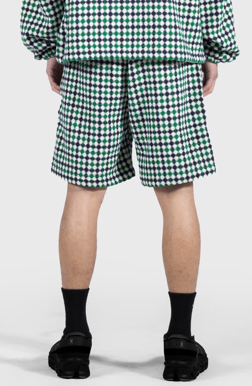 Pleasures Misquote Diamond Pattern Shorts In Navy