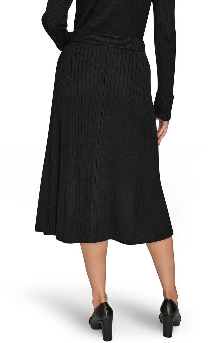 Donna Karan New York Rib Midi Sweater Skirt, Alternate, color, Black