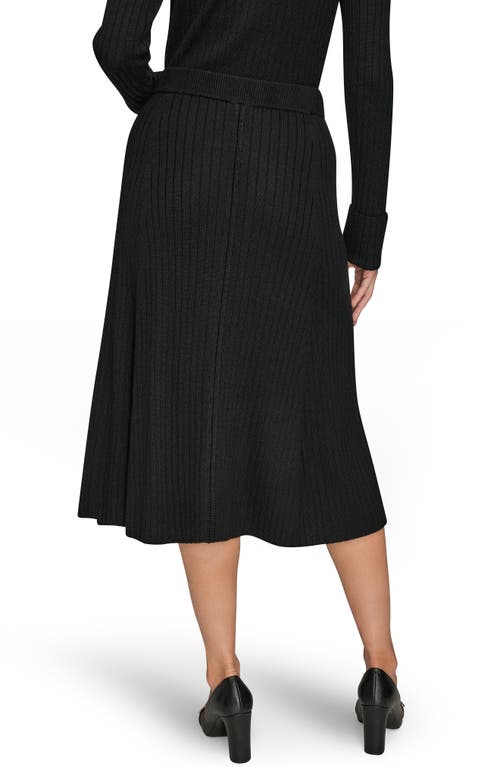 Donna Karan New York Rib Midi Sweater Skirt In Black