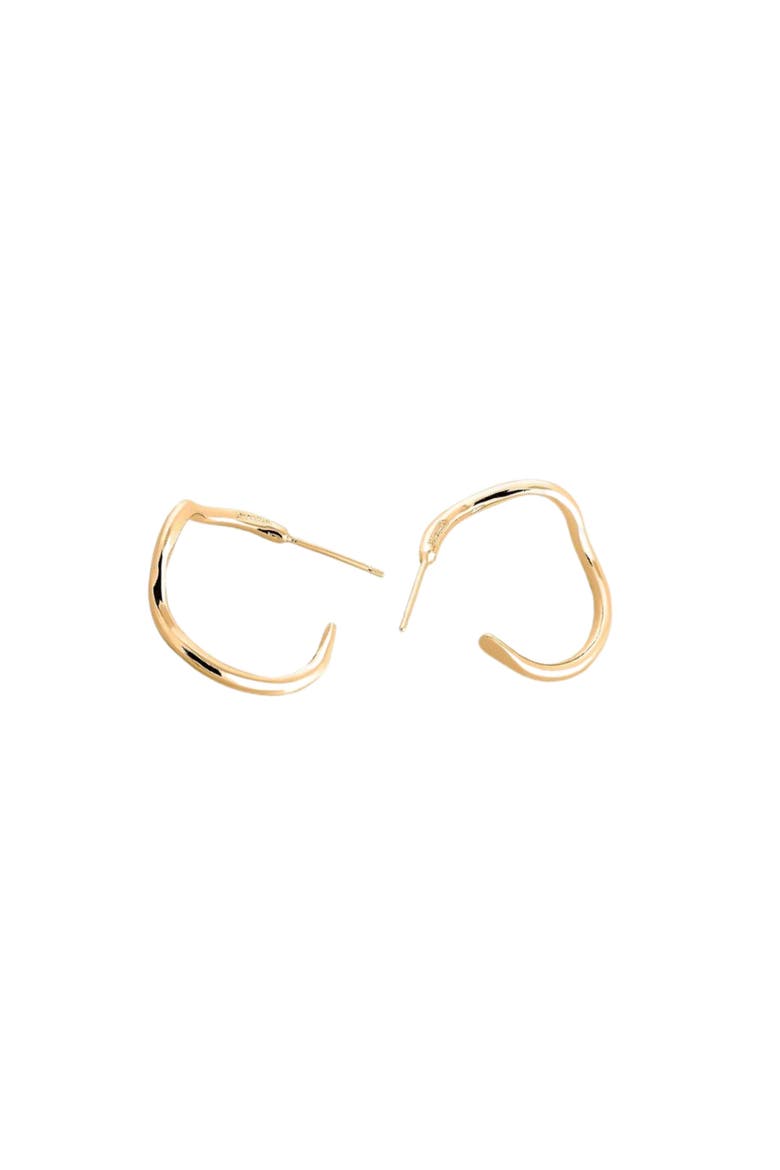 Noele wave hoops earrings medium, Main, color, GOLD PLATE