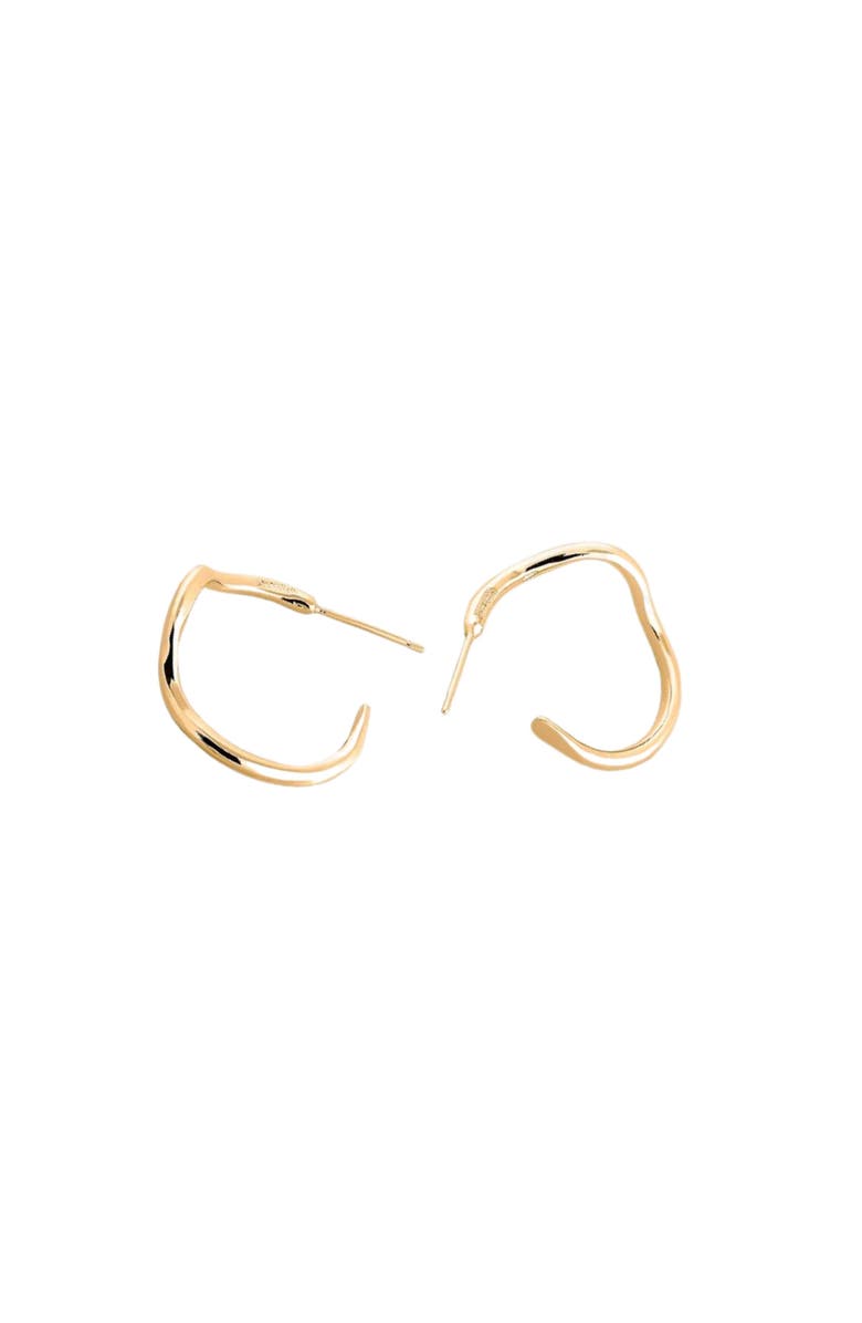 PIERETTI Noele wave hoops earrings medium, Main, color, Gold Plate