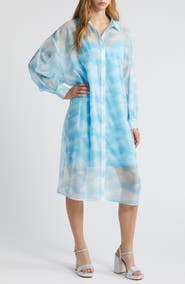 Dressed in Lala Cloud Sheer Long Sleeve Shirtdress